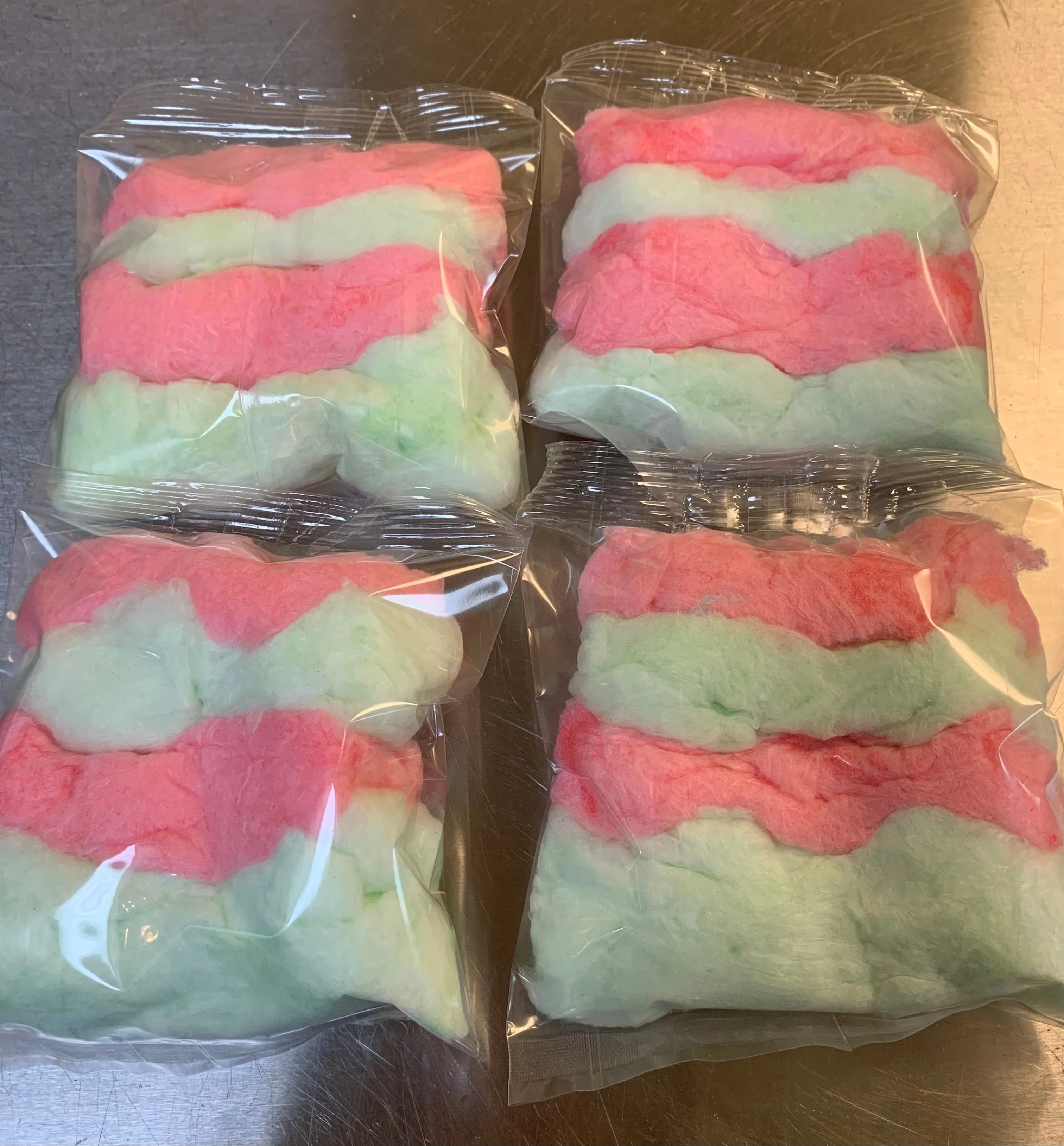 12 Small Bags of Christmas Cotton Candy Red and Green