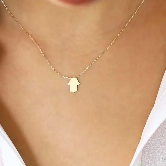 14k Gold Tiny Hamsa Necklace