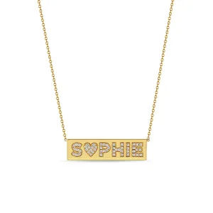 14k Pavé Diamond Name ID Necklace