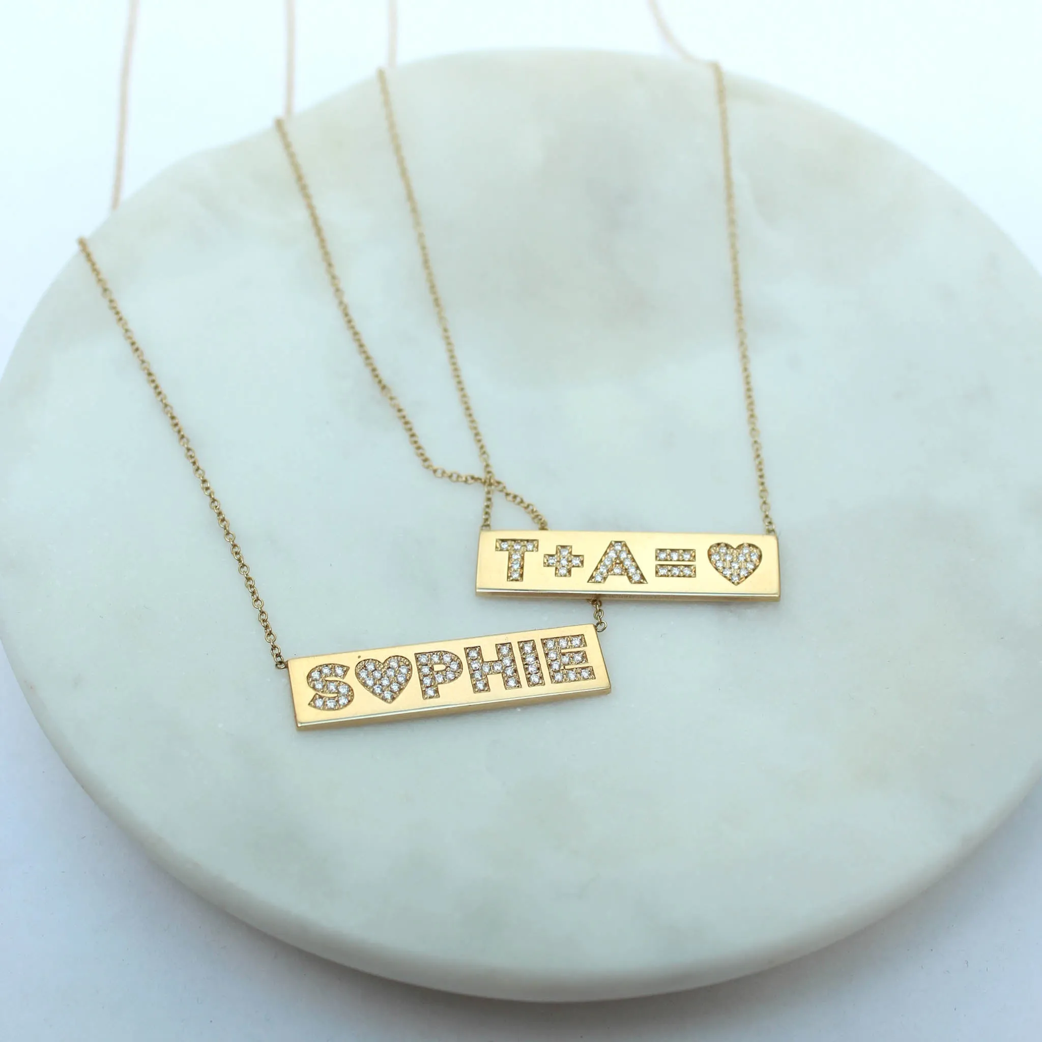 14k Pavé Diamond Name ID Necklace