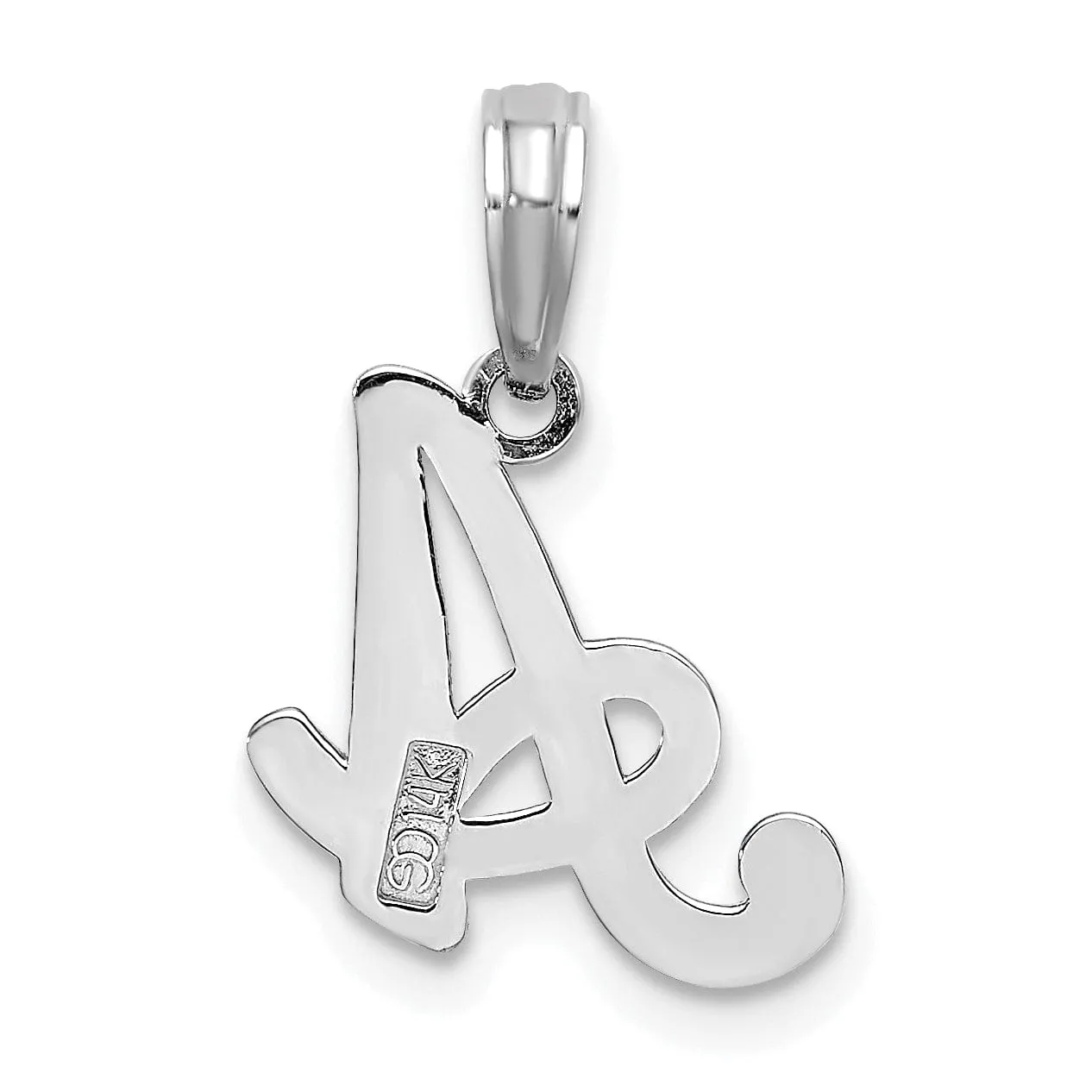 14K White Gold Fancy Script Design Letter A Initial Pendant