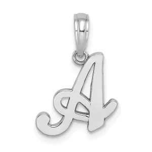 14K White Gold Fancy Script Design Letter A Initial Pendant