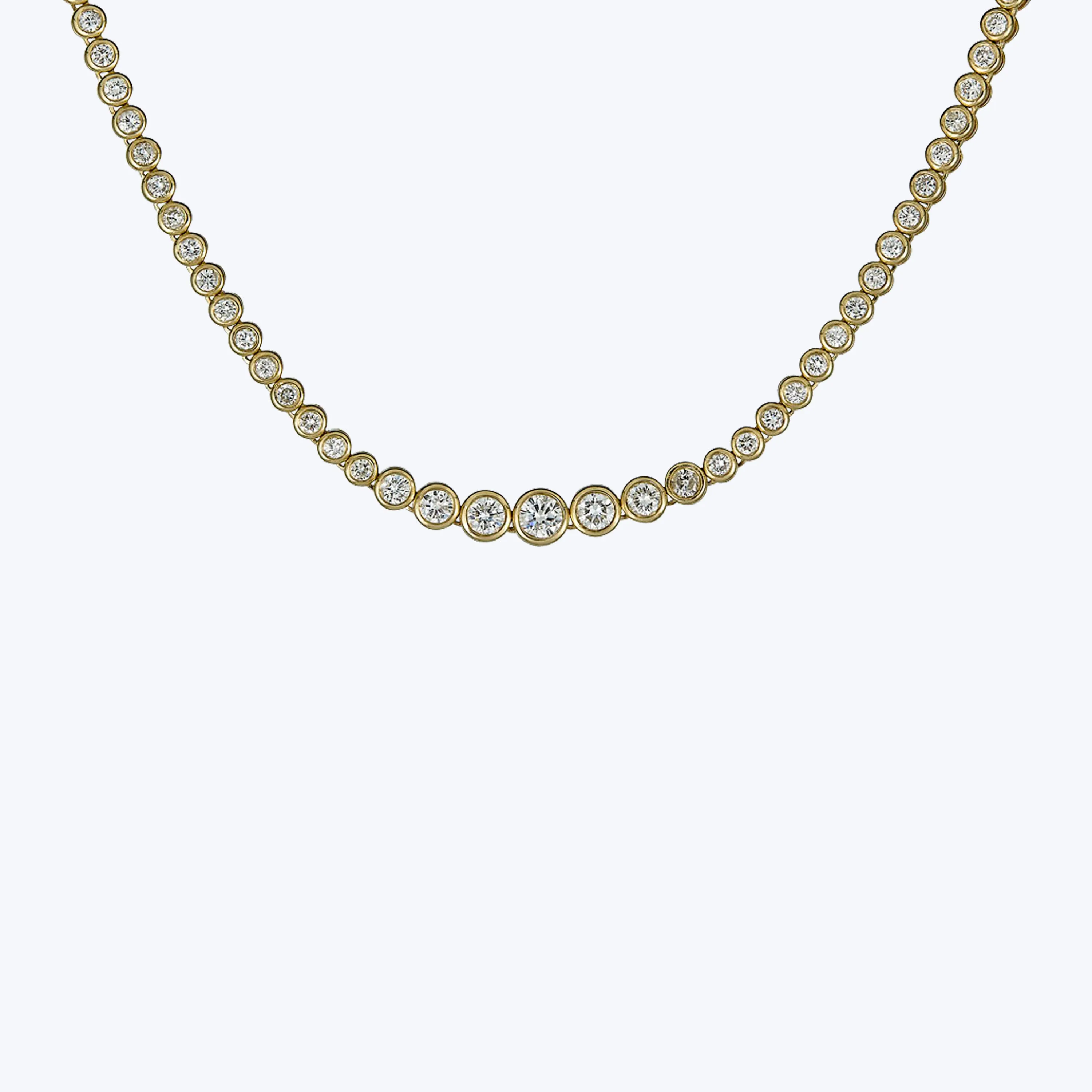 14K Yellow Gold Diamond Tennis Necklace