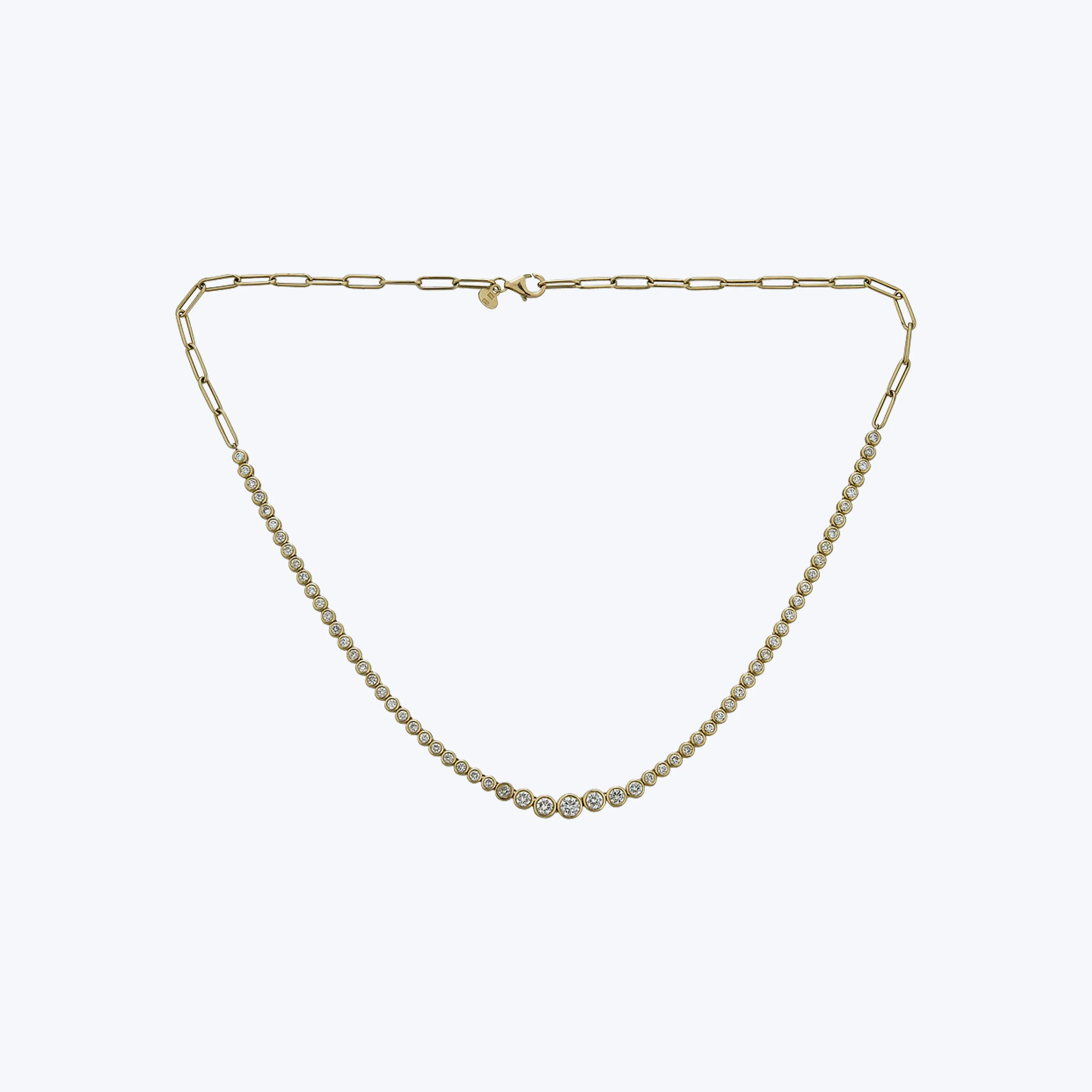 14K Yellow Gold Diamond Tennis Necklace