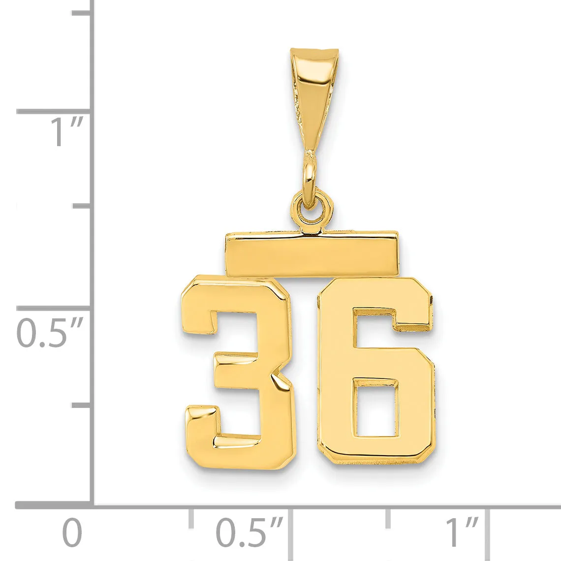 14k yellow gold small polished number 36 charm