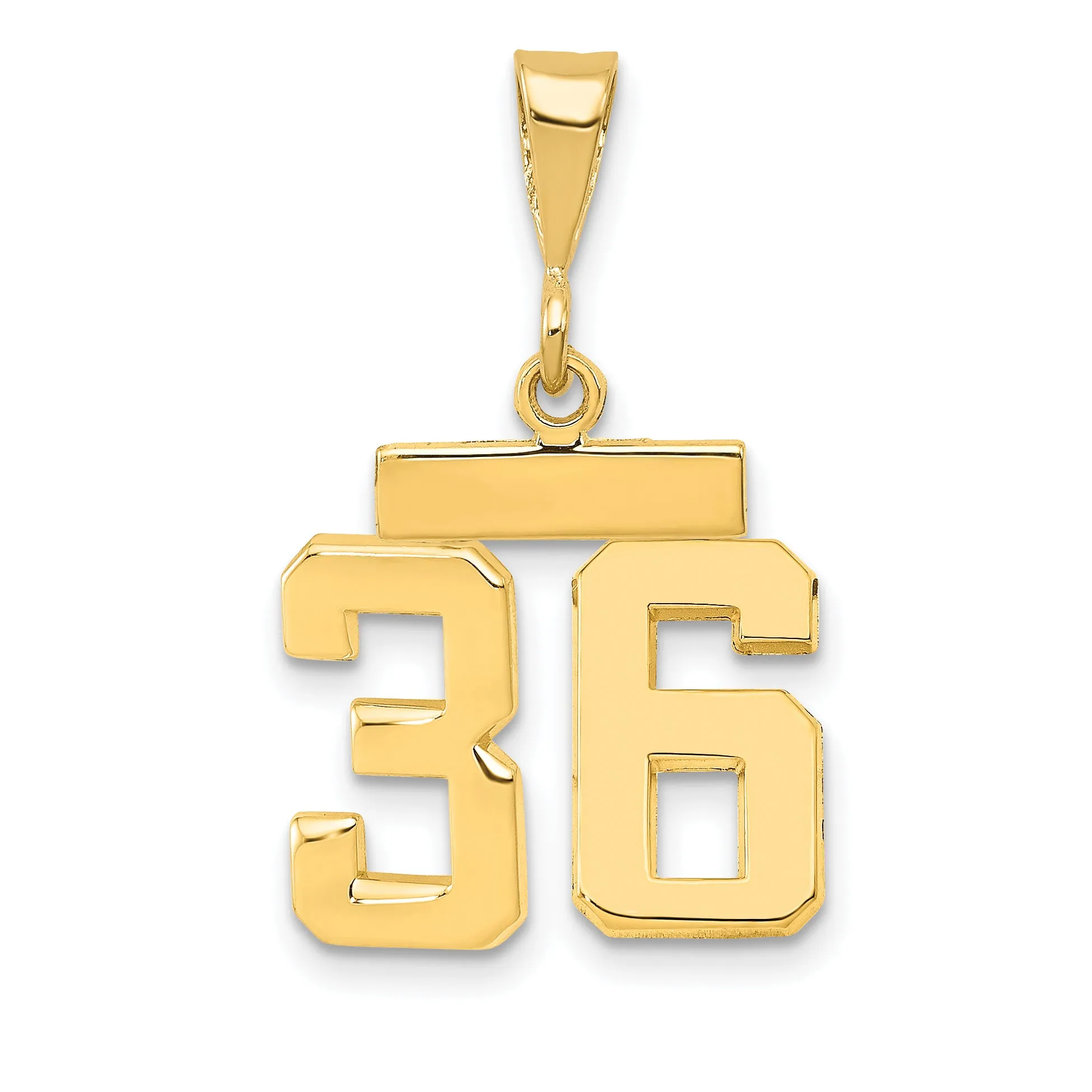 14k yellow gold small polished number 36 charm