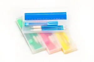 4 Piece Stationery Set with Hard Cover Pencil Case
