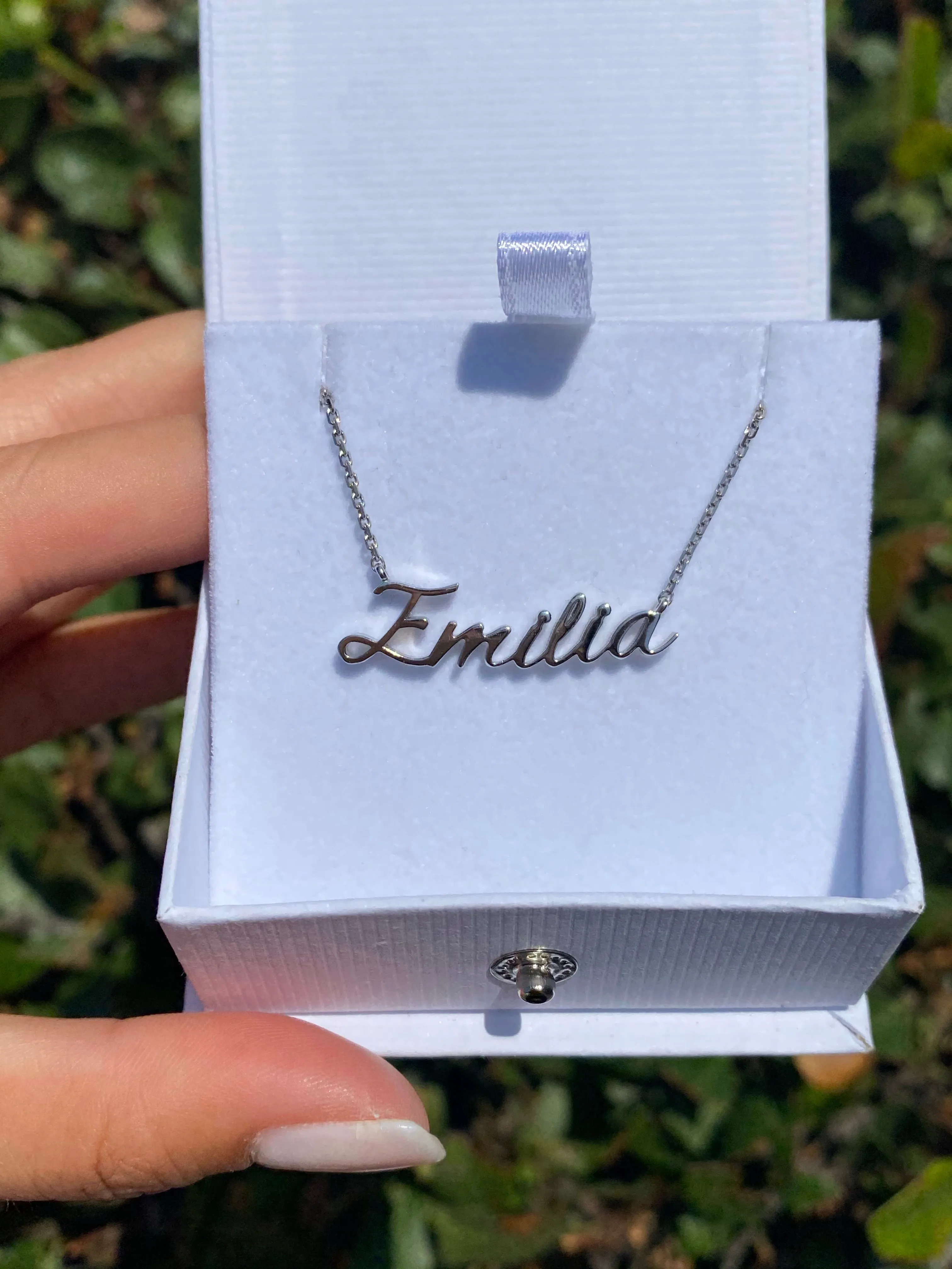 8.5mm Script Custom Name Necklace 14K Solid Gold