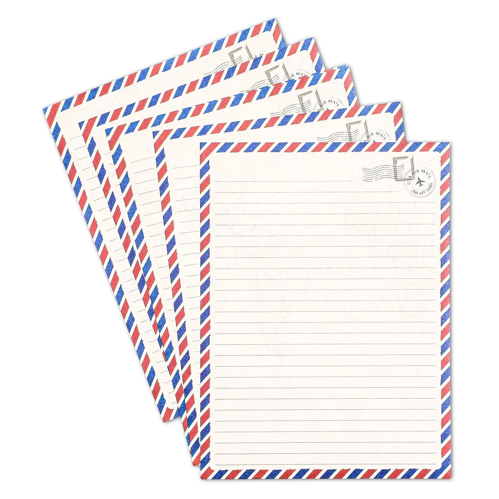 96 Pack Vintage-Style Airmail Stationery Set, 48 Lined Paper Sheets, Envelopes