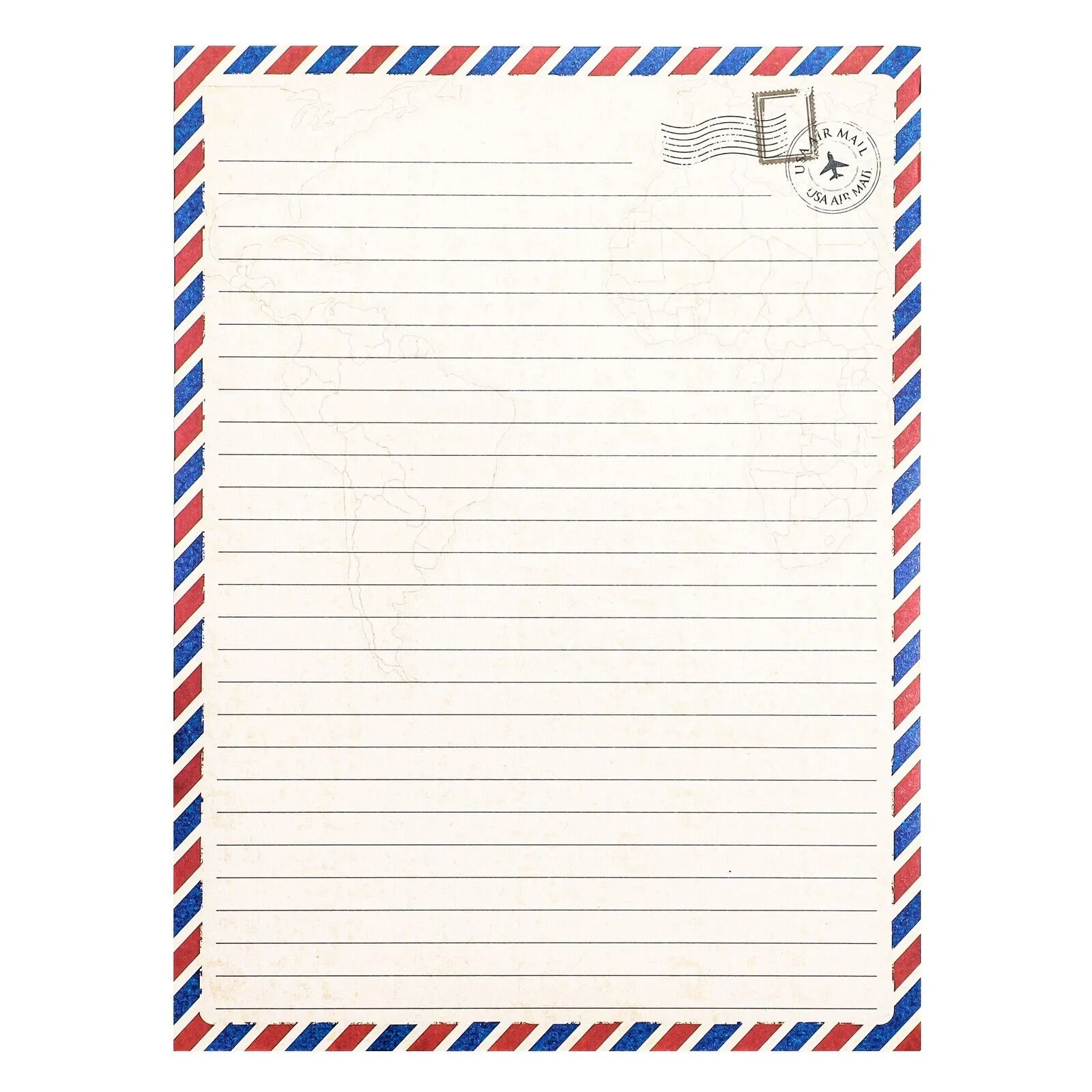 96 Pack Vintage-Style Airmail Stationery Set, 48 Lined Paper Sheets, Envelopes