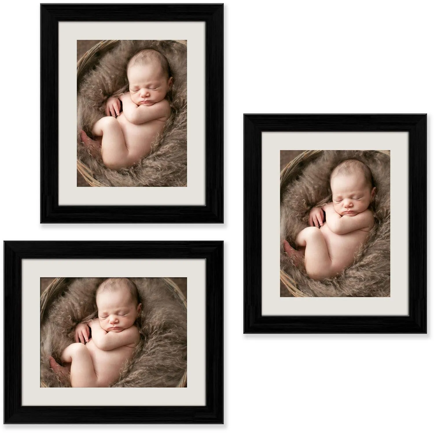 ArtzFolio Wall Photo Frame D12 | Wall Photo Frame Collage for Living Room | Picture Frames Home & Wall Decoration | Black | Set of 3 Units With Mat | 8x10inch