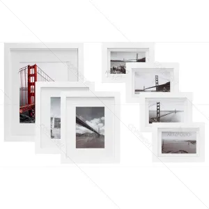 ArtzFolio Wall Photo Frame D218 | Wall Photo Frame Collage for Living Room | Picture Frames Home & Wall Decoration | White | Set of 7 Units With Mat | 6x8-4 Unit | 6x10-2 Unit | 8x10-1 Unit