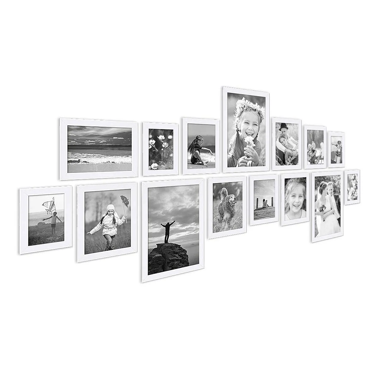 ArtzFolio Wall Photo Frame D252 | Wall Photo Picture Frames Home & Wall Decoration | White | Set of 15 Units | 4x6-4 Unit | 5x7-3 Unit | 6x8-5 Unit | 8x10-3 Unit