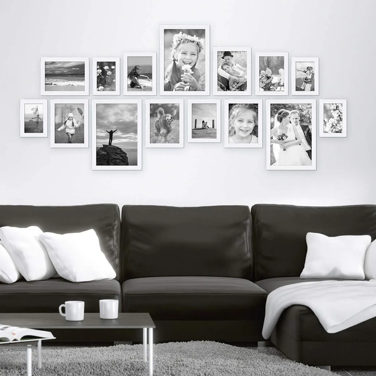 ArtzFolio Wall Photo Frame D252 | Wall Photo Picture Frames Home & Wall Decoration | White | Set of 15 Units | 4x6-4 Unit | 5x7-3 Unit | 6x8-5 Unit | 8x10-3 Unit