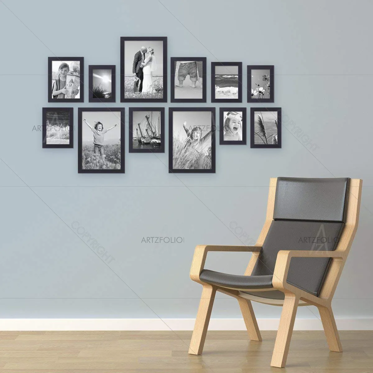 ArtzFolio Wall Photo Frame D291 | Wall Photo Picture Frames Home & Wall Decoration | Black | Set of 12 Units | 4x6-3 Unit | 5x7-3 Unit | 6x8-3 Unit | 8x10-3 Unit