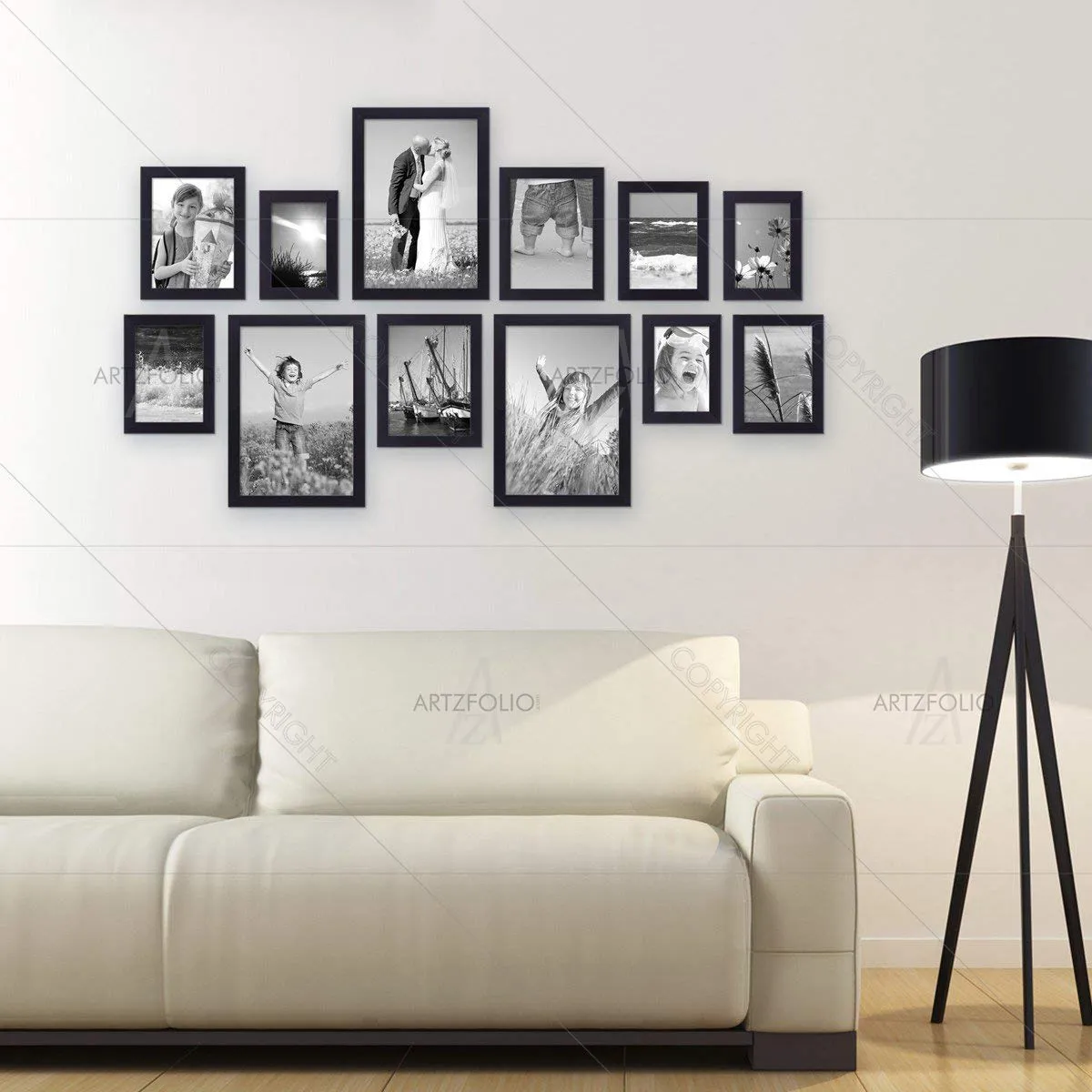 ArtzFolio Wall Photo Frame D291 | Wall Photo Picture Frames Home & Wall Decoration | Black | Set of 12 Units | 4x6-3 Unit | 5x7-3 Unit | 6x8-3 Unit | 8x10-3 Unit