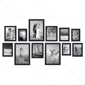 ArtzFolio Wall Photo Frame D291 | Wall Photo Picture Frames Home & Wall Decoration | Black | Set of 12 Units | 4x6-3 Unit | 5x7-3 Unit | 6x8-3 Unit | 8x10-3 Unit