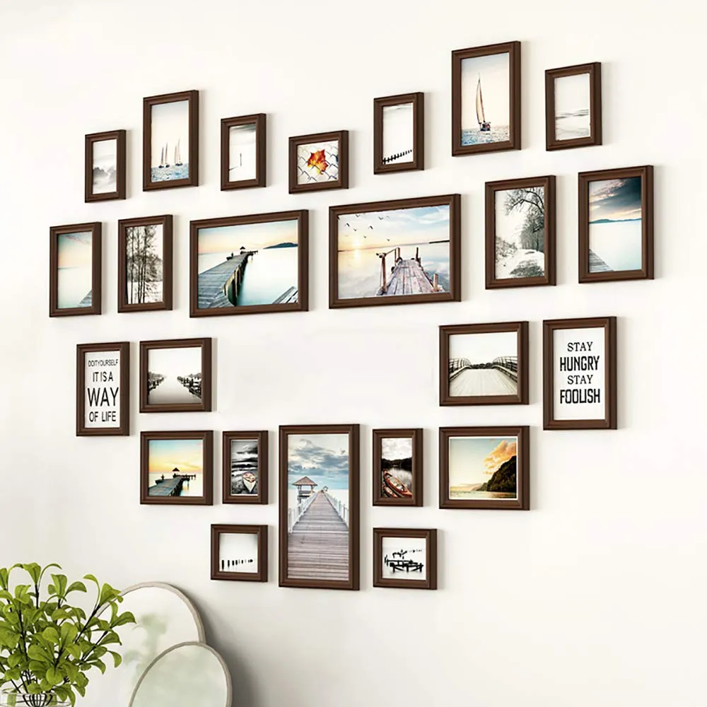 ArtzFolio Wall Photo Frame D57 | Wall Photo Frame Collage for Living Room | Picture Frames Home & Wall Decoration | Dark Brown | Set of 24 Units | 4x6-9 Unit | 5x7-12 Unit | 6x8-3 Unit