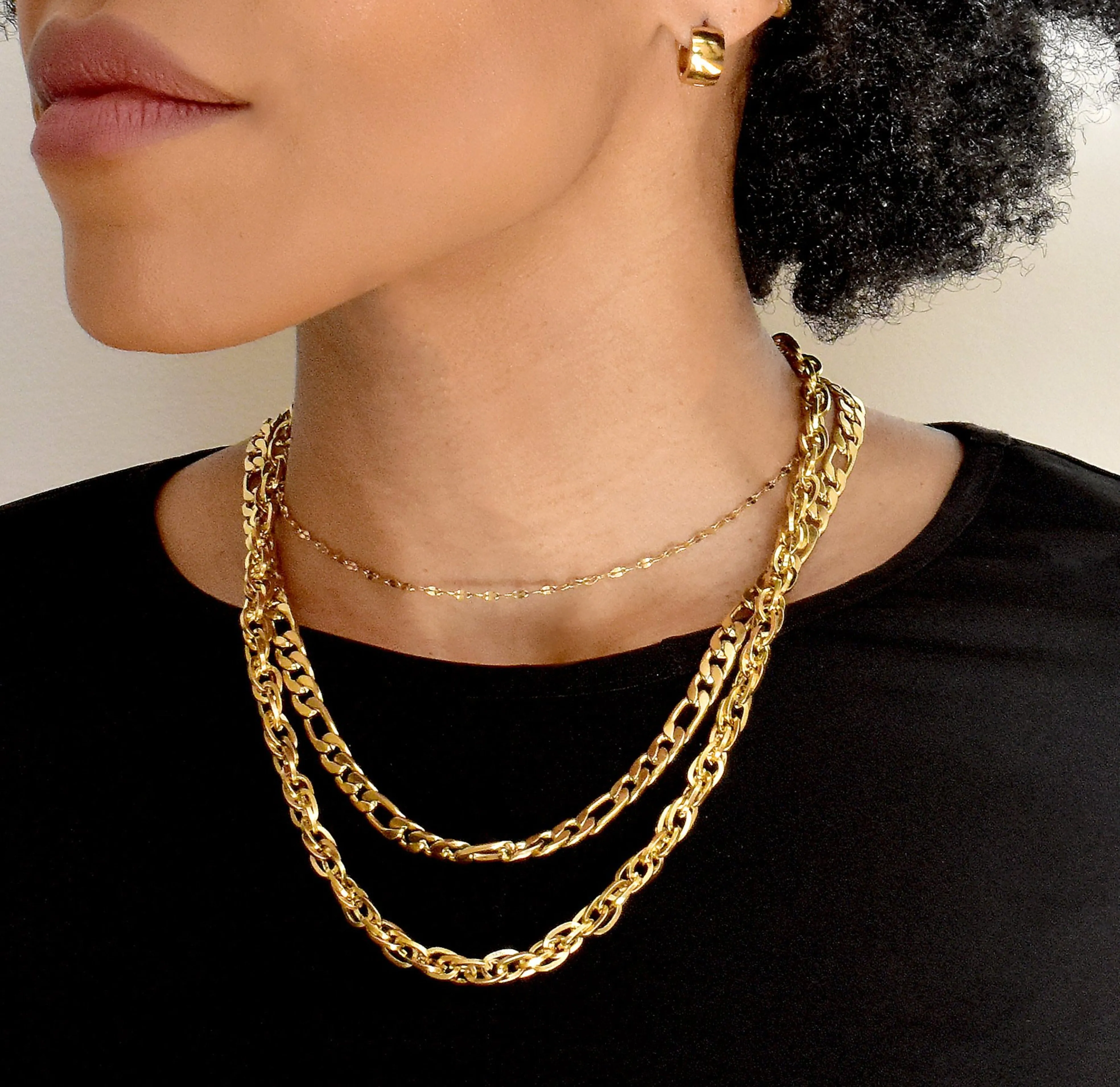 BROOKLYN GOLD FIGARO CHAIN NECKLACE