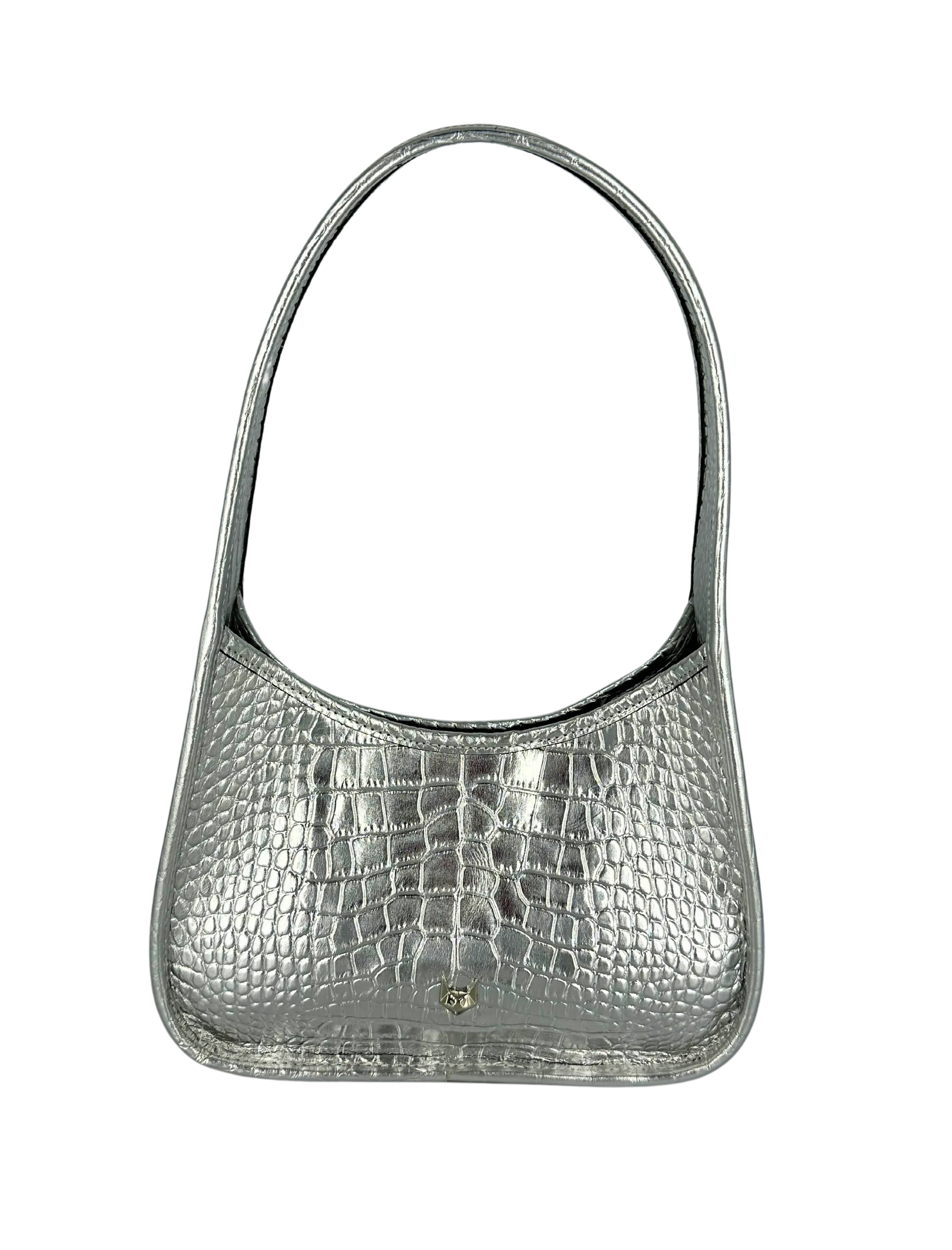 Charlotte Deep Shine Croc Bag - Silver