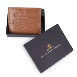 CIMONI PU Leather Croco Print Men Wallet Tan