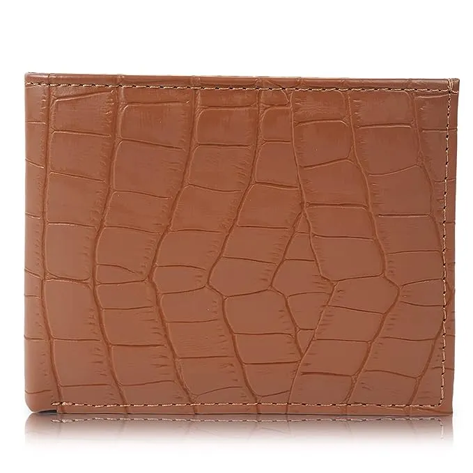 CIMONI PU Leather Croco Print Men Wallet Tan