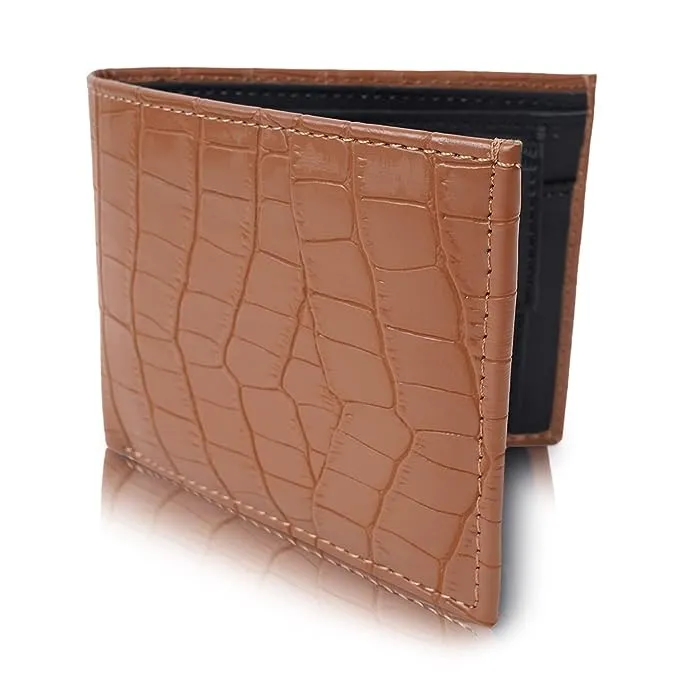 CIMONI PU Leather Croco Print Men Wallet Tan