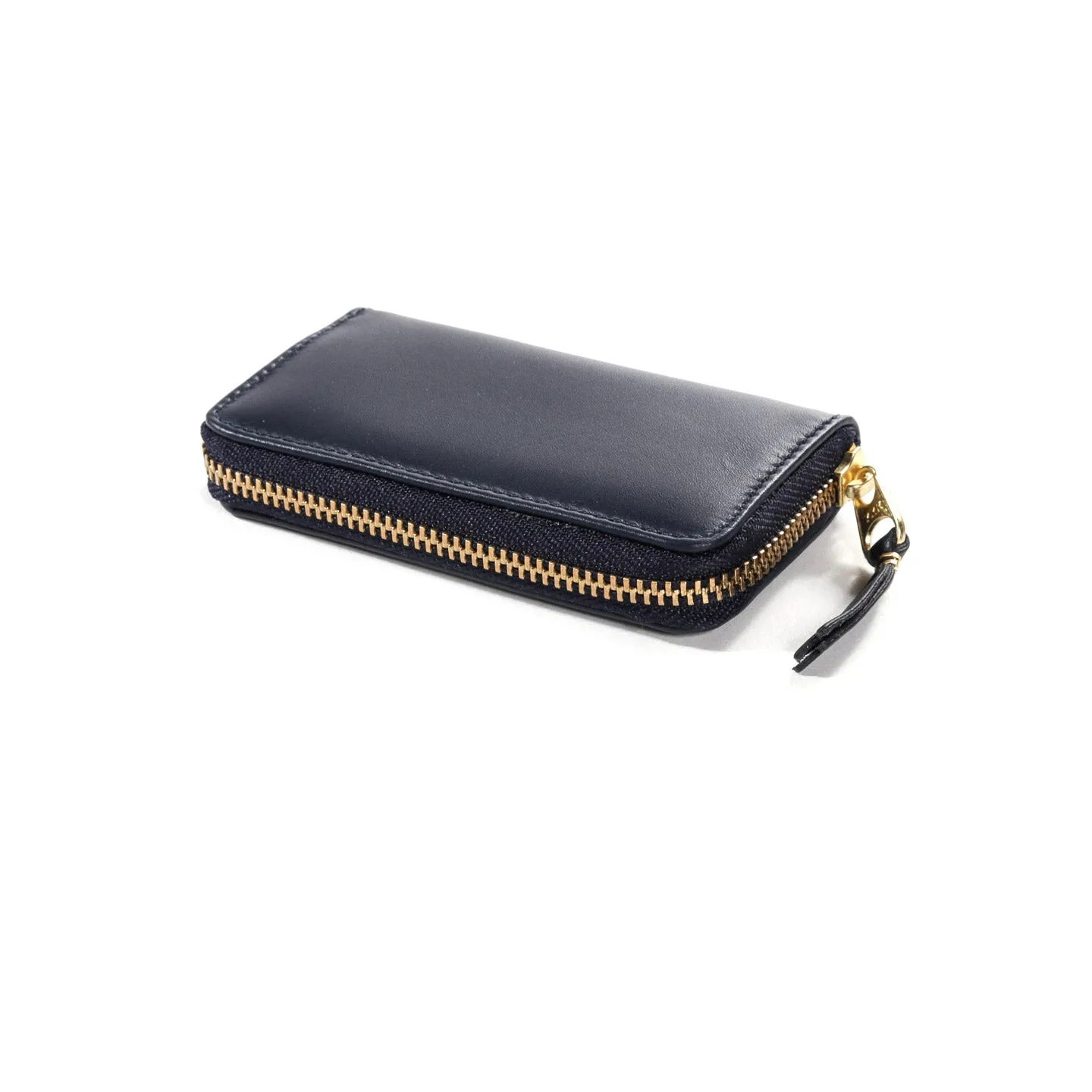 COMME DES GARCONS SA410X CLASSIC LEATHER ZIP WALLET NAVY