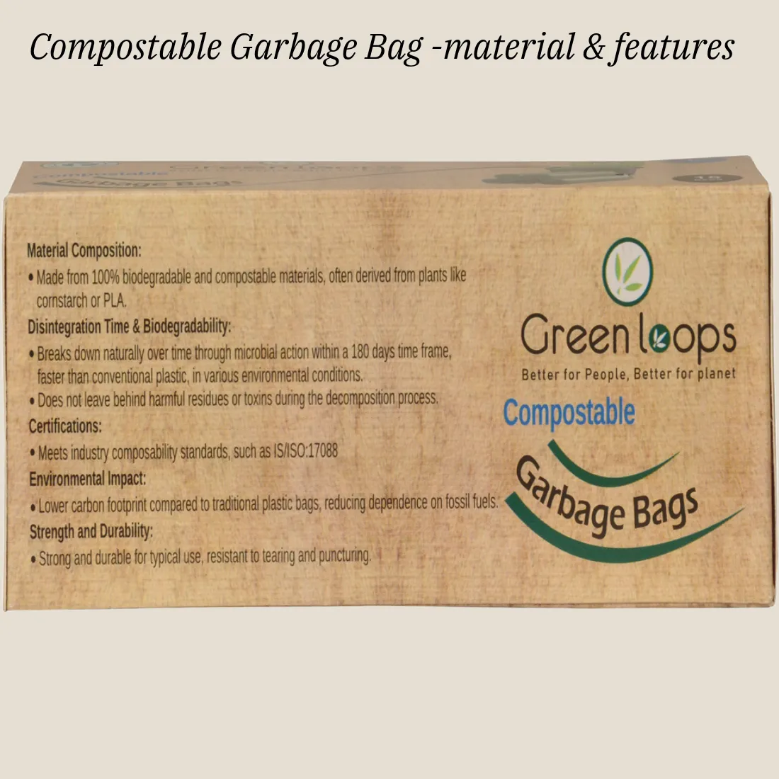 Compostable Garbage Bag Medium Size 17x19" - 30 pcs (Pack of 2 Roll)