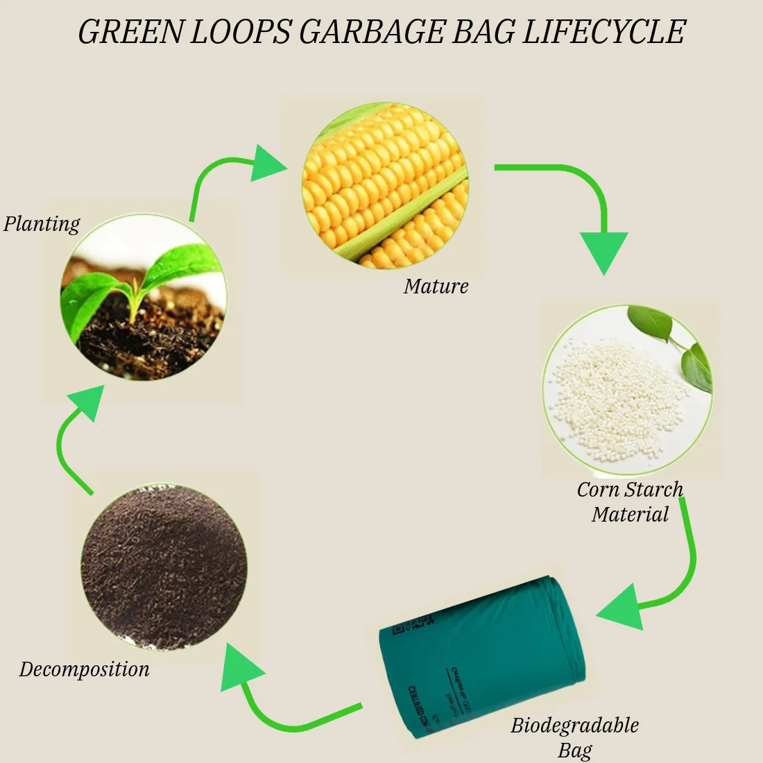 Compostable Garbage Bag Medium Size 17x19" - 30 pcs (Pack of 2 Roll)