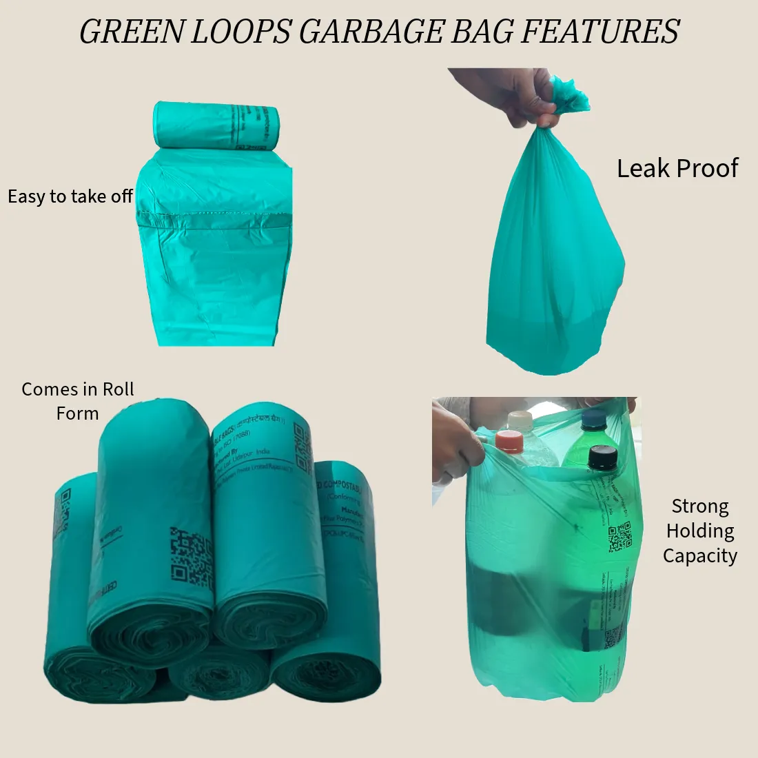 Compostable Garbage Bag Medium Size 17x19" - 30 pcs (Pack of 2 Roll)