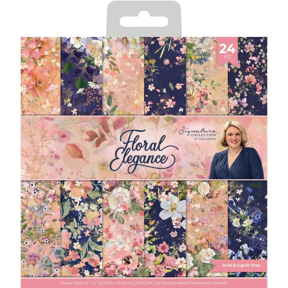 Crafter's Companion Sara Signature Floral Elegance Paper Pad 6"X6"