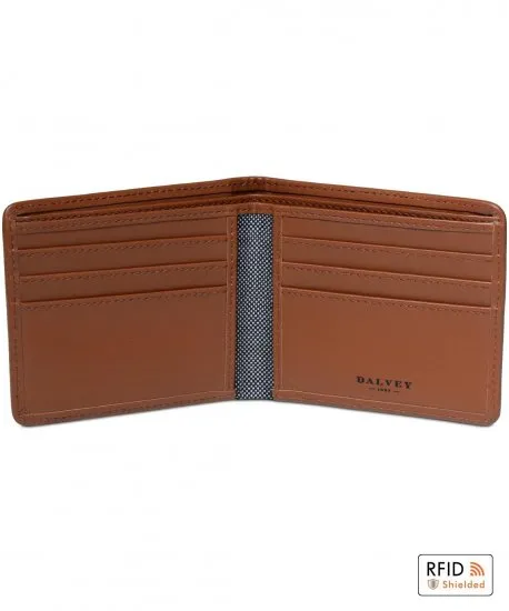 Dalvey Scotland Slim Bifold Wallet Tan & Grey Birdseye - 03356