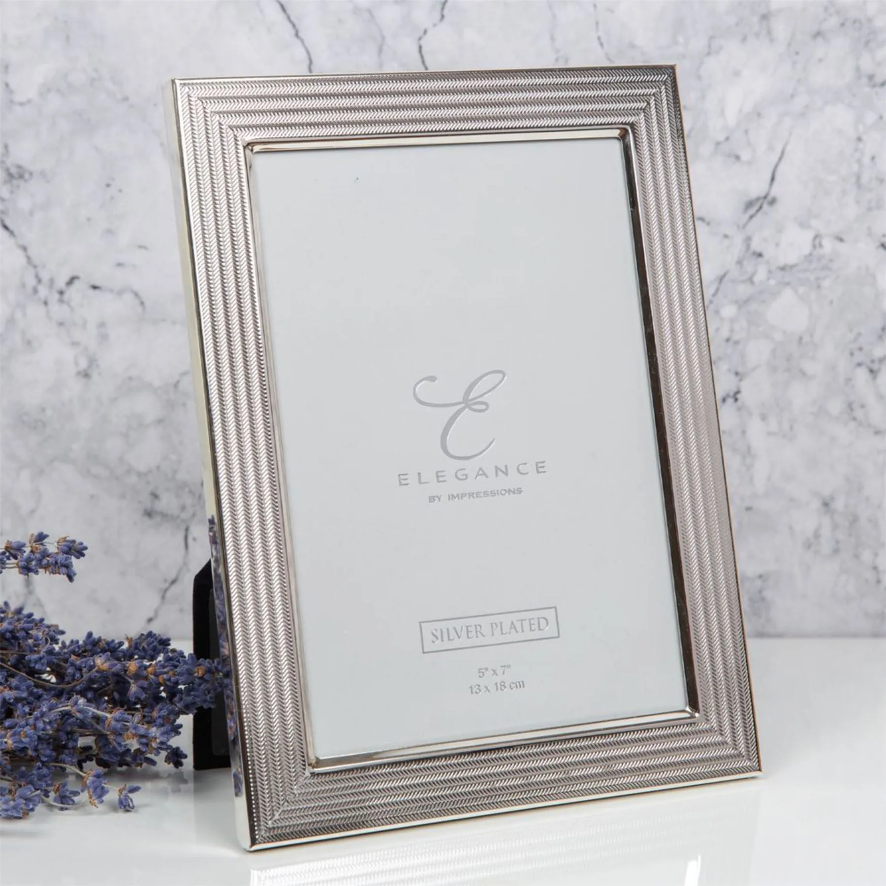 Elegance by Impressions Silver Plated Herringbone Photo Frame