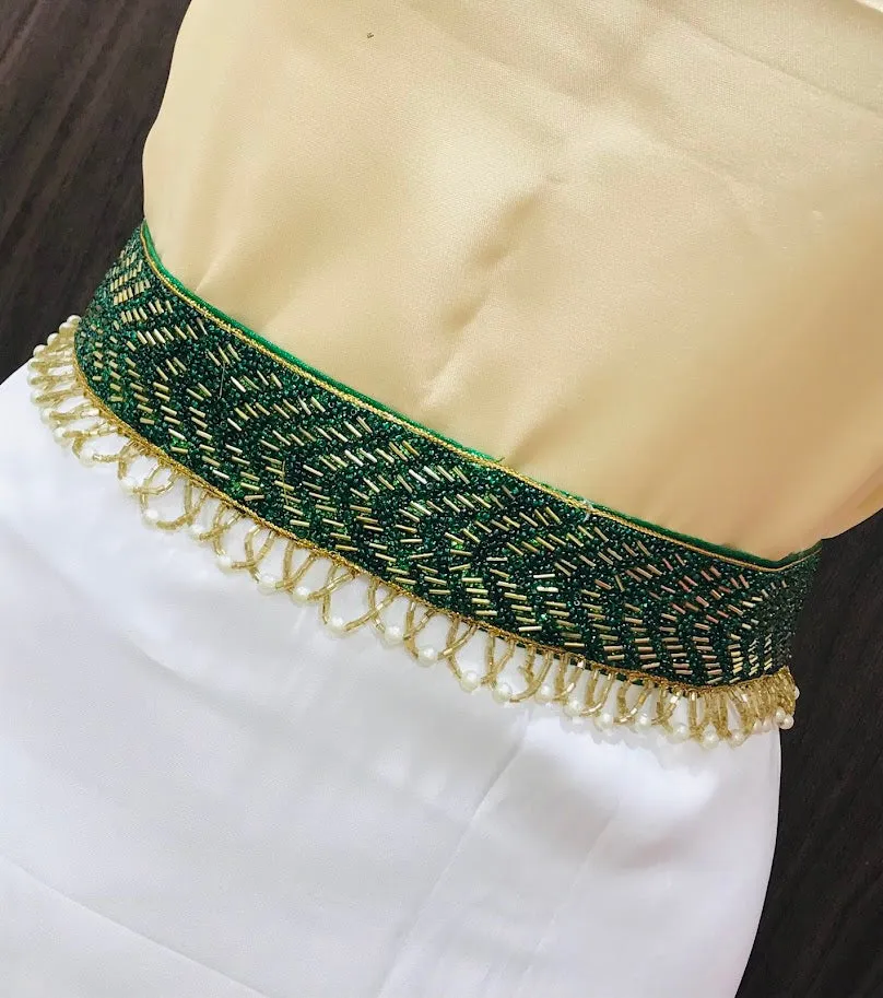 Elegant Green Color Hip Belt With Kundan Work