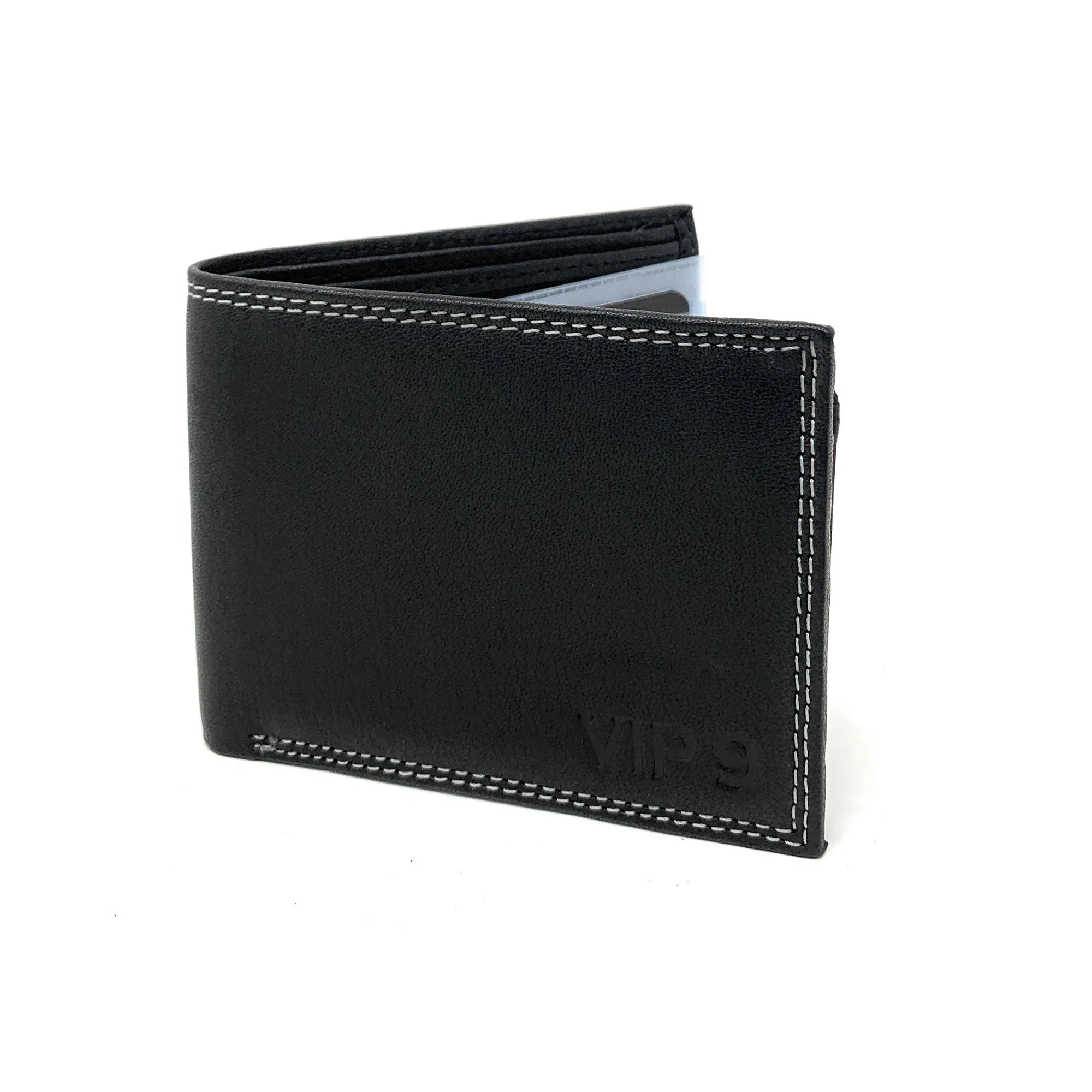 Empire Cove VIP Classic Genuine Leather Slim Bifold Wallets Flip Up ID