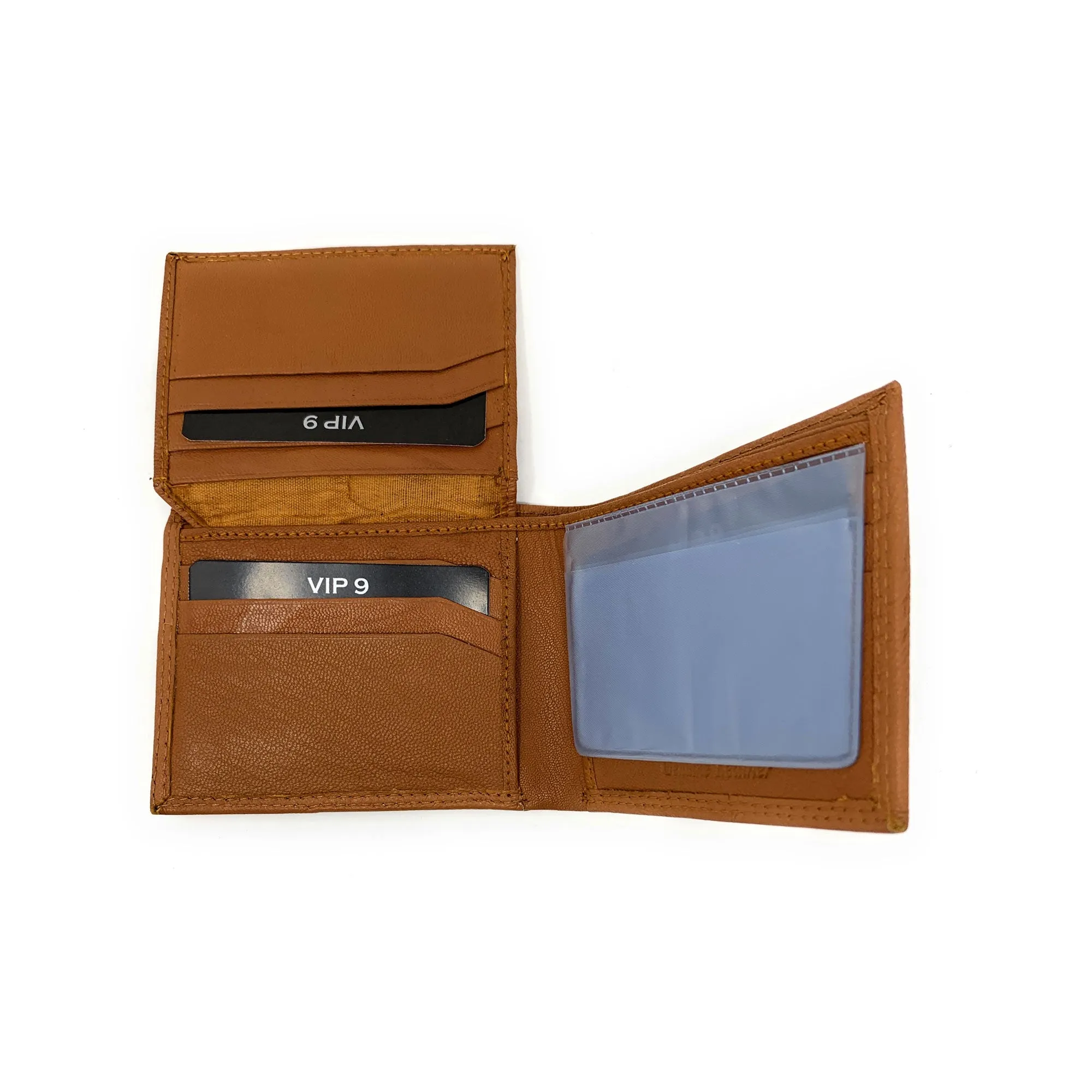 Empire Cove VIP Classic Genuine Leather Slim Bifold Wallets Flip Up ID