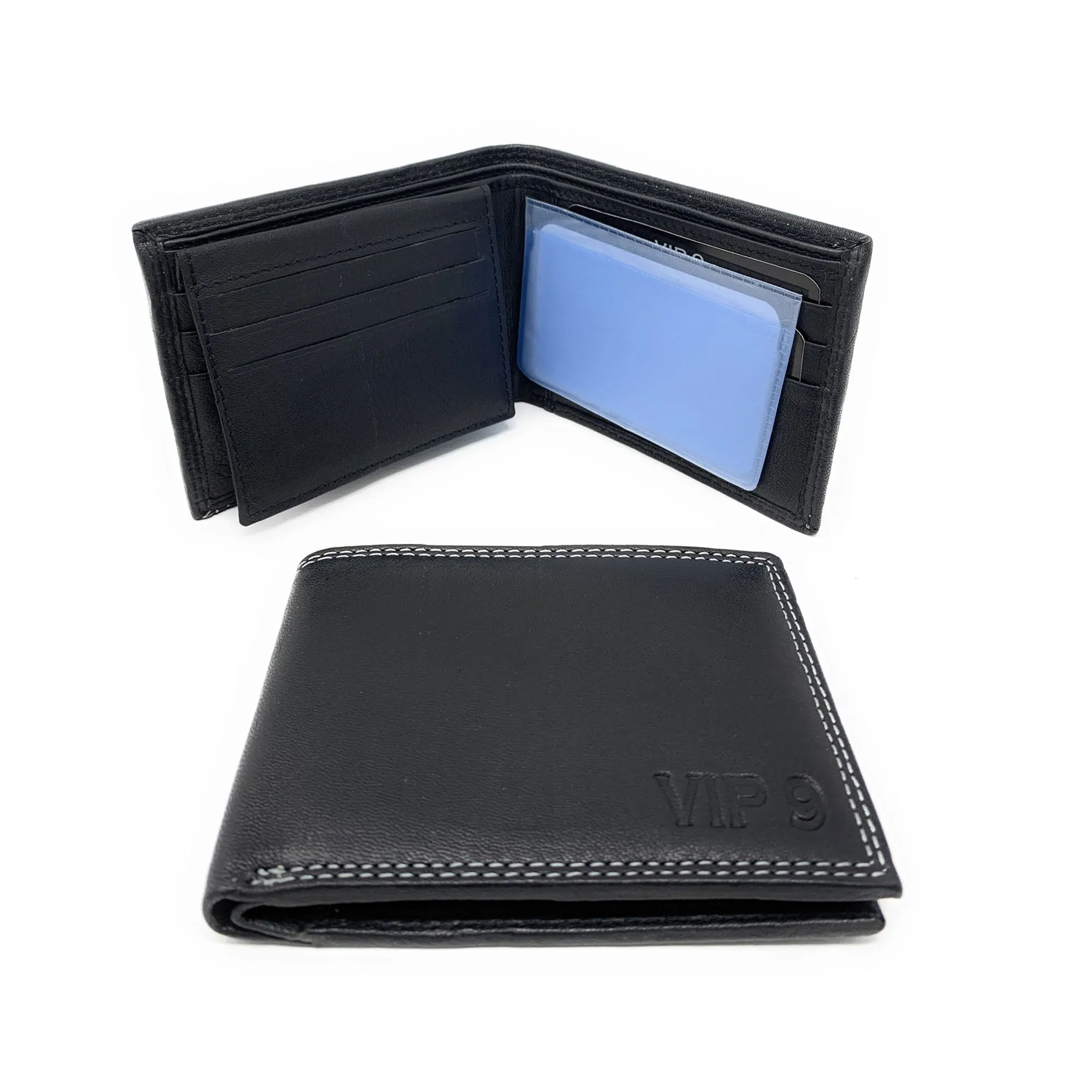 Empire Cove VIP Classic Genuine Leather Slim Bifold Wallets Inside Flip Up ID