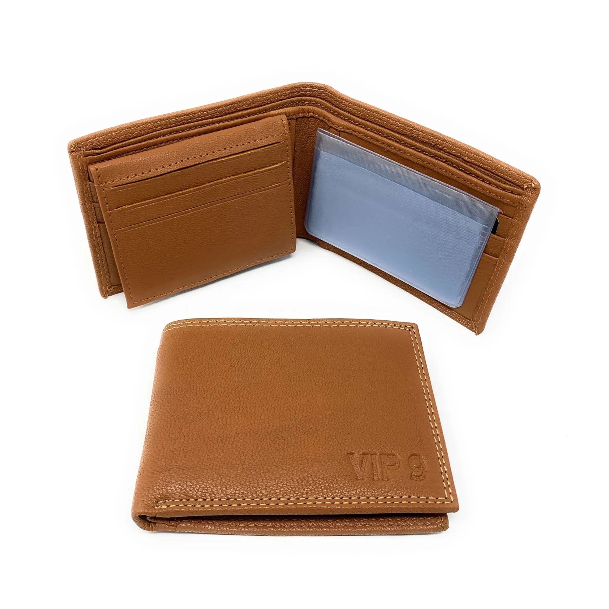 Empire Cove VIP Classic Genuine Leather Slim Bifold Wallets Inside Flip Up ID