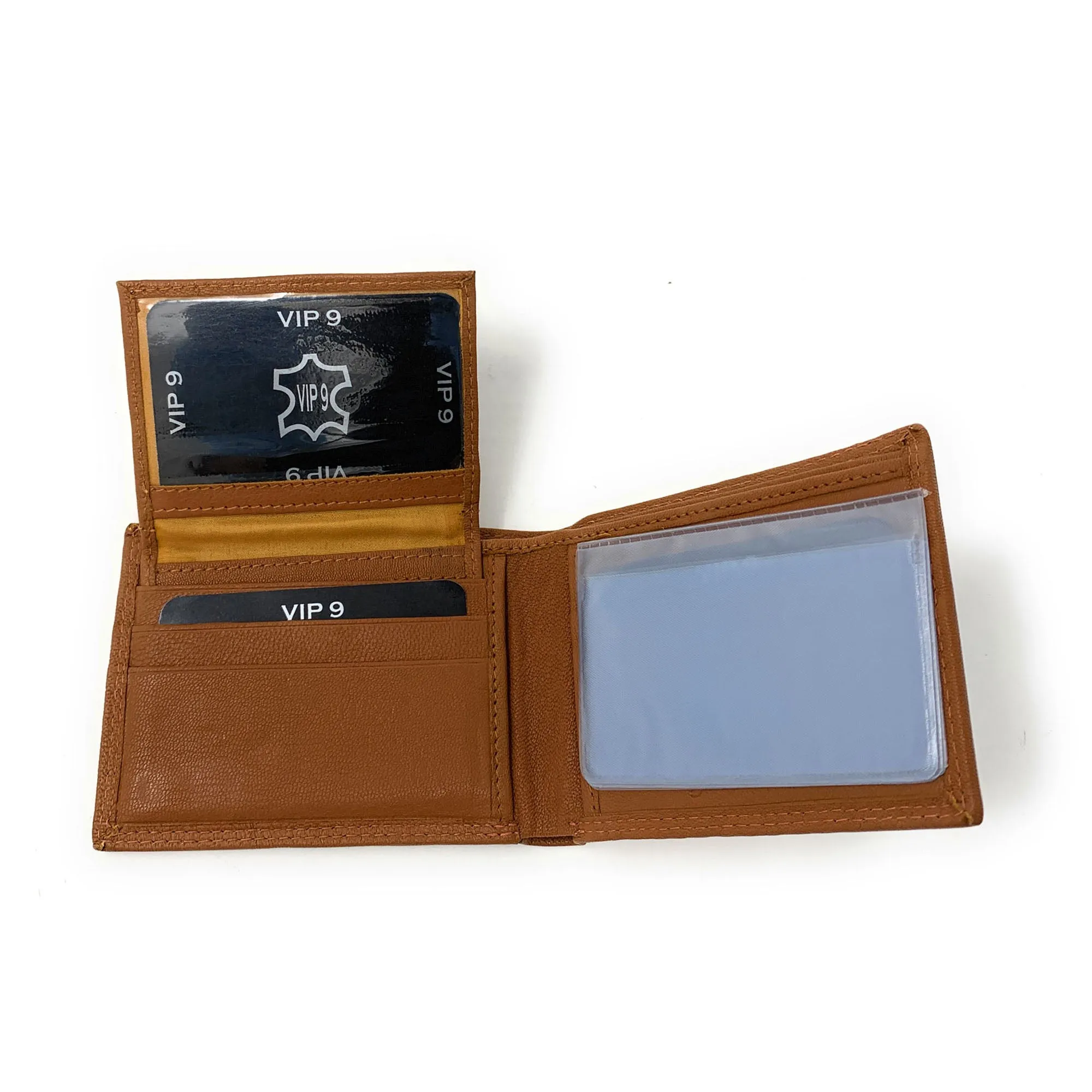 Empire Cove VIP Classic Genuine Leather Slim Bifold Wallets Inside Flip Up ID