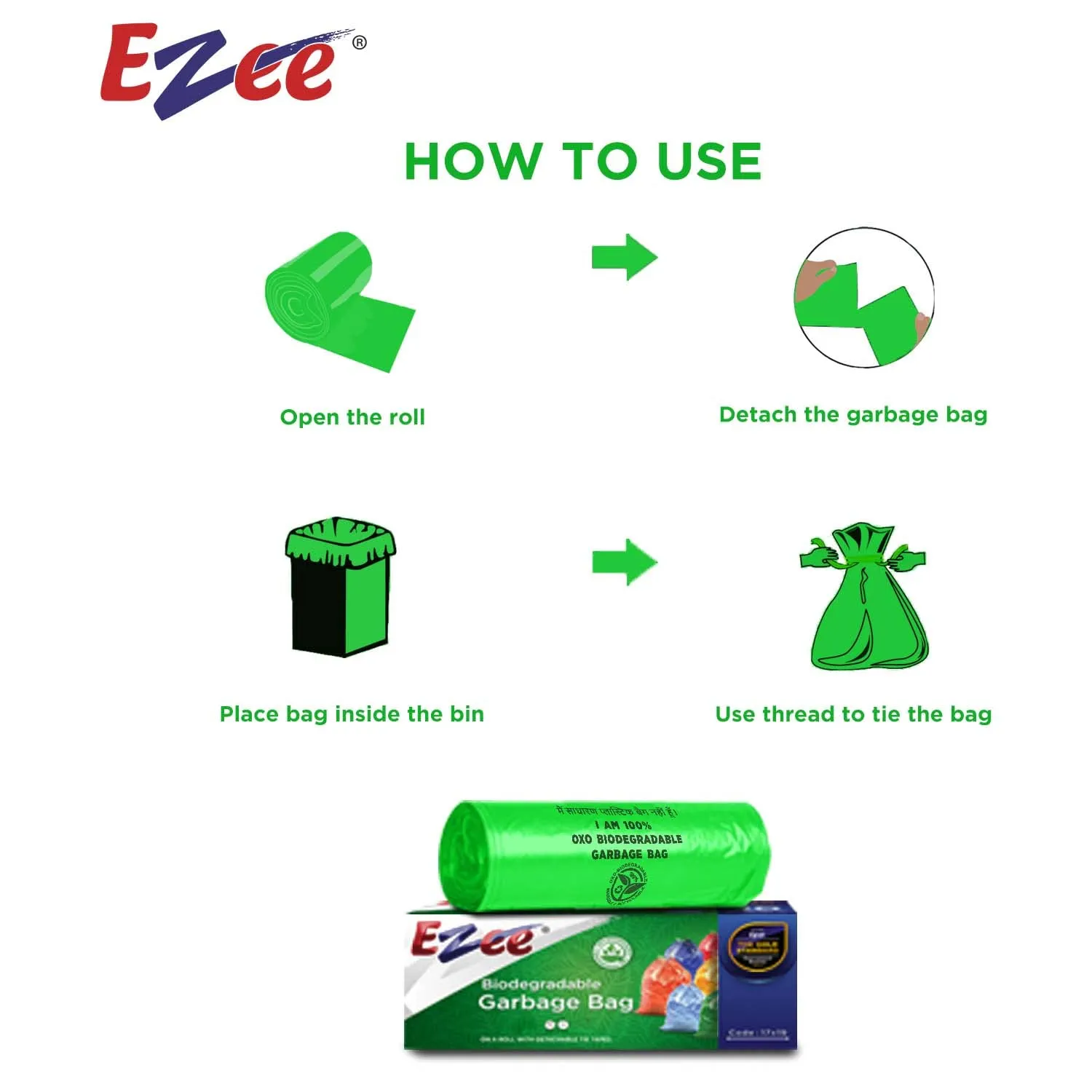 Ezee Premium Garbage Bags for Dustbin/Trash Bag | 30 Pcs | Extra Large 30 X 37 Inches | 10 Pcs x Pack of 3