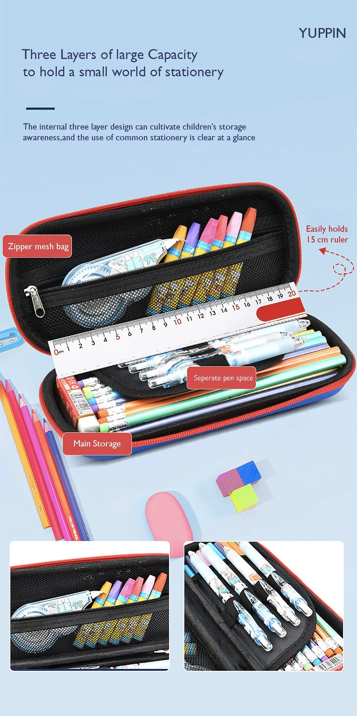 Fancydresswale Pencil Box 3D Pencil Pouch and Stationery Set Large Capacity for Boys and Girls (Space Panda)