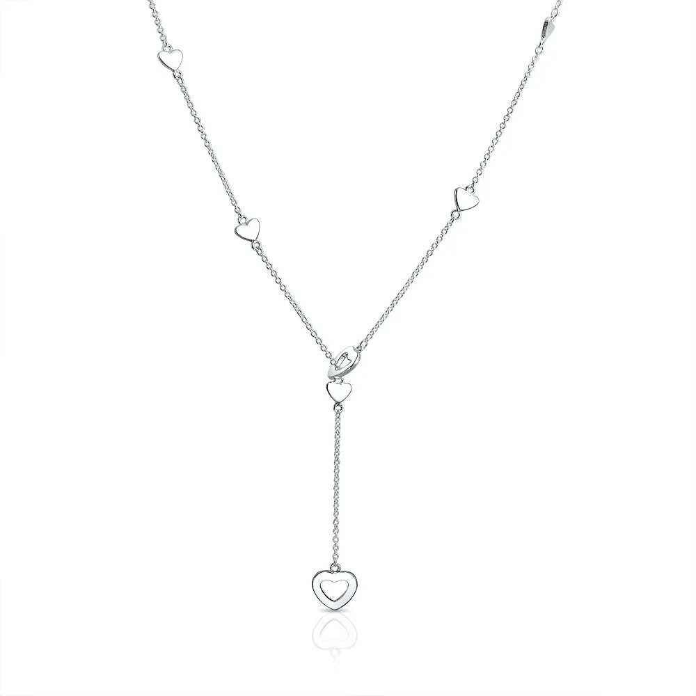 Floating Open Heart Pendant Necklace For Women .925 Sterling Silver