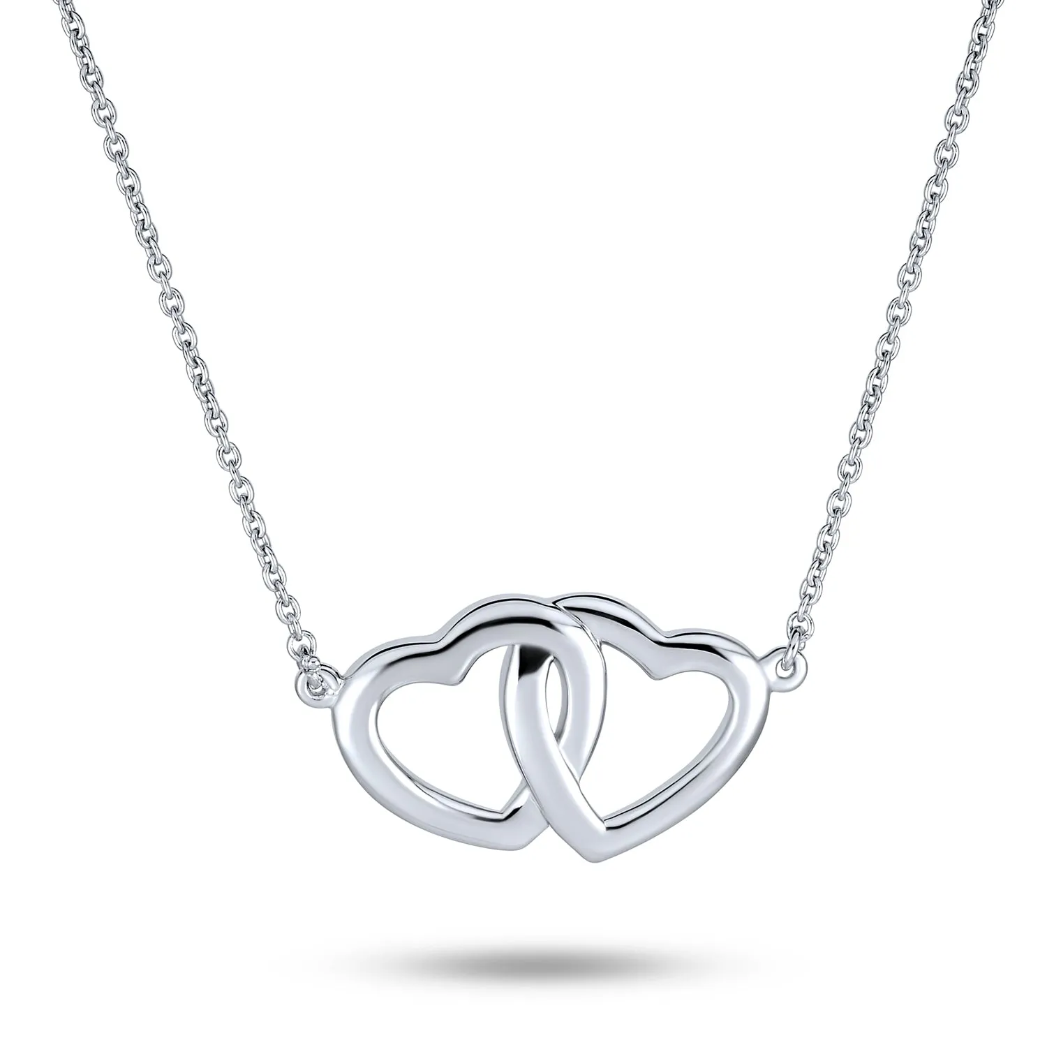 Floating Open Heart Pendant Necklace For Women .925 Sterling Silver