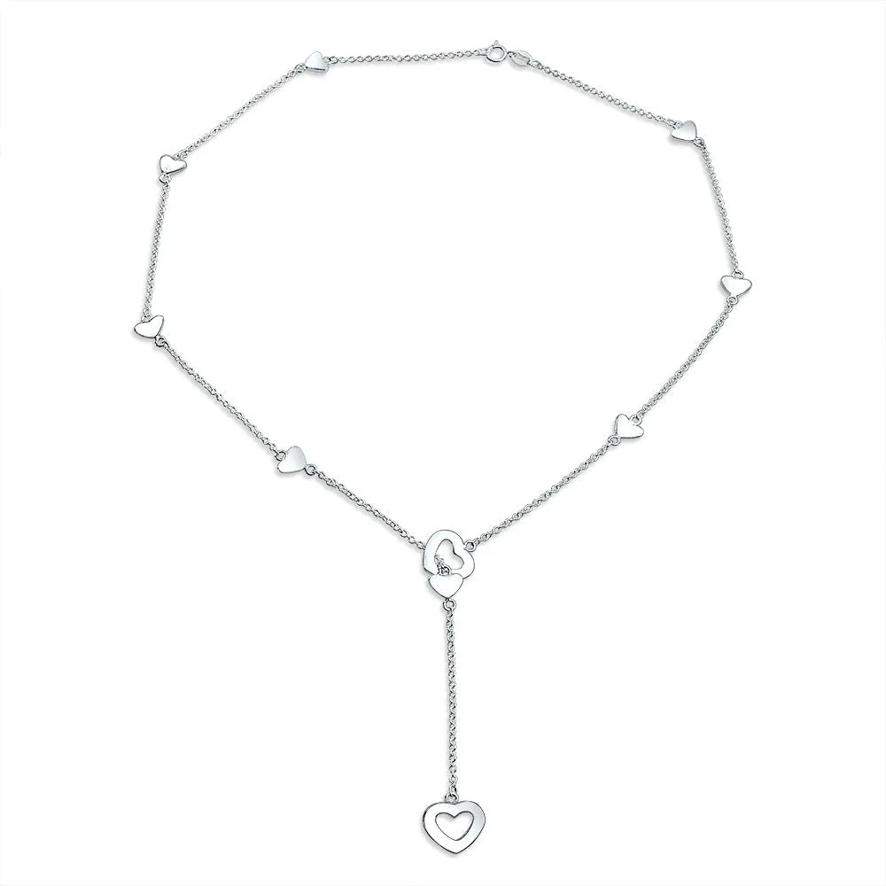 Floating Open Heart Pendant Necklace For Women .925 Sterling Silver