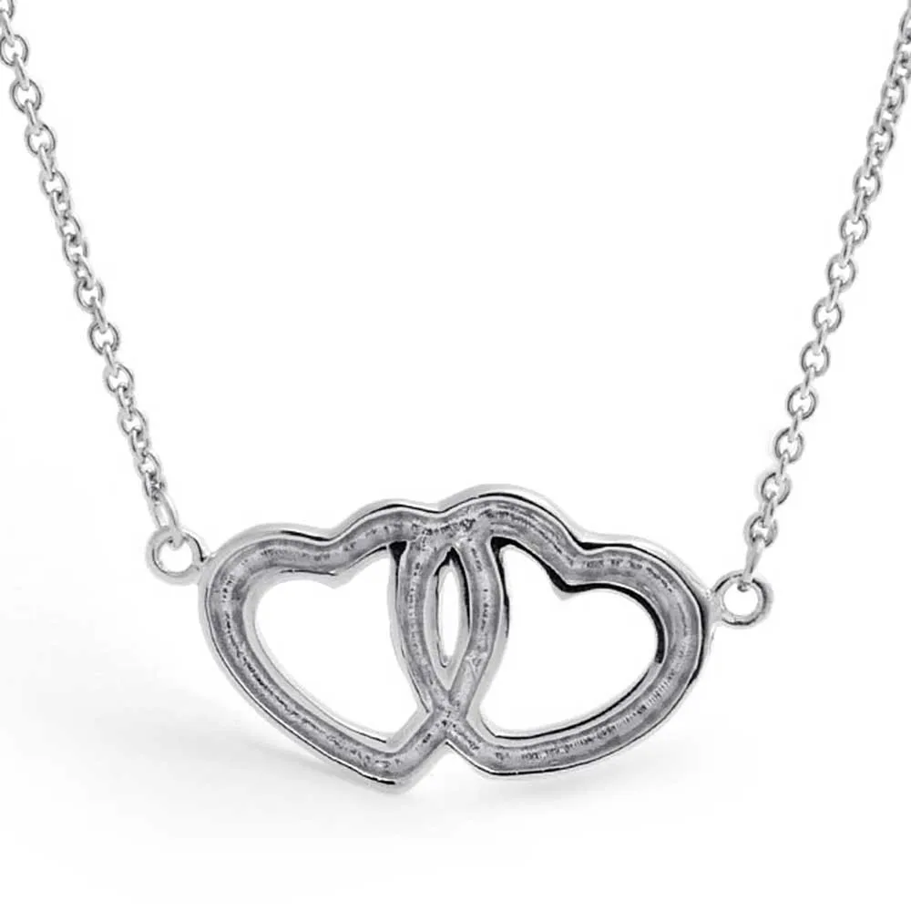 Floating Open Heart Pendant Necklace For Women .925 Sterling Silver