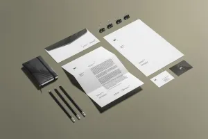 Free Isometric Business Stationery Branding Mockup