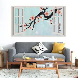 GADGETS WRAP Printed Wall Decal Sticker Fake Window Style Decal (90cm x 50cm) - Chinese Tree