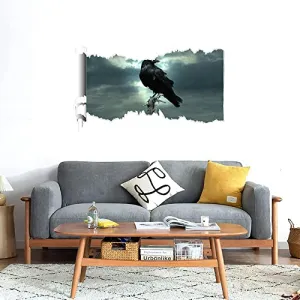 GADGETS WRAP Printed Wall Decal Sticker Scratched Paper Style Wall Decal (90cm x 50cm) - Crow on Bar