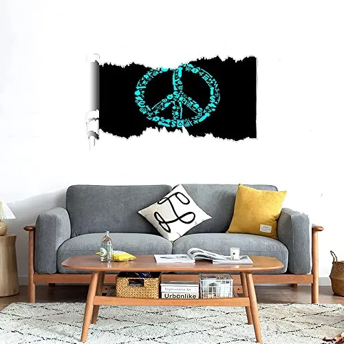 GADGETS WRAP Printed Wall Decal Sticker Scratched Paper Style Wall Decal (90cm x 50cm) - Infinity Peace